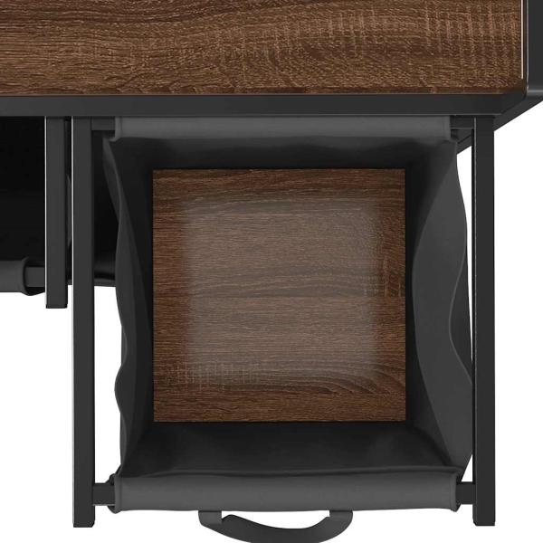 Wäschekorb 3 Fächer mit Rollen Braune Eiche