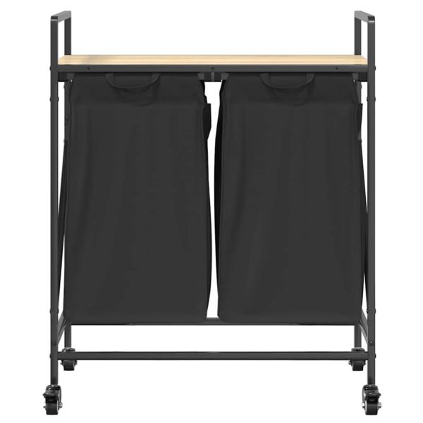 Wäschekorb 2 Fächer mit Rollen Sonoma Eiche