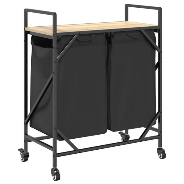 Wäschekorb 2 Fächer mit Rollen Sonoma Eiche