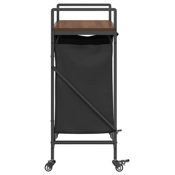 Wäschekorb 2 Fächer mit Rädern Braune Eiche