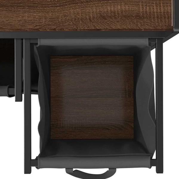 Wäschekorb 2 Fächer mit Rädern Braune Eiche