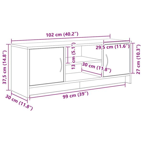 TV-Schrank Eiche schwarz 102x30x37,5 cm Holzwerkstoff