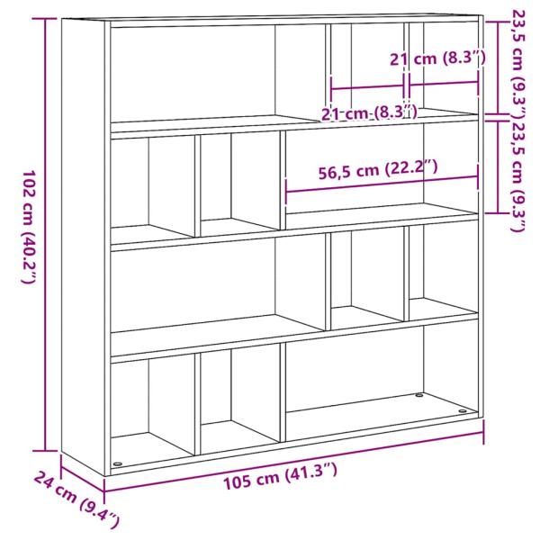 Bücherschrank/Raumteiler Eiche schwarz 105x24x102 cm