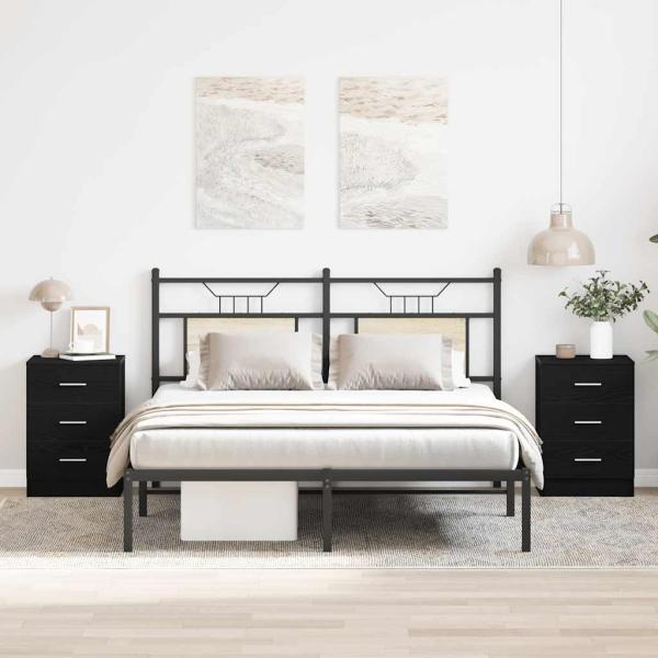 ARDEBO.de - Nachttische 2 Stk. Schwarze Eiche 38x35x55 cm Holzwerkstoff