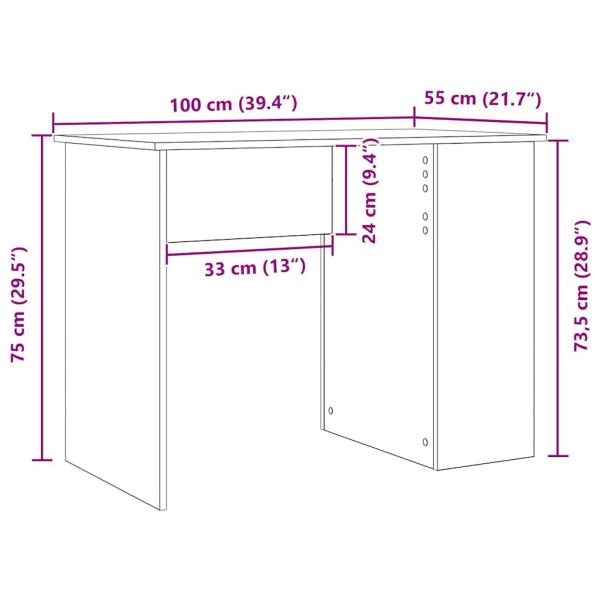 Schreibtisch Schwarze Eiche 100x55x75 cm Holzwerkstoff