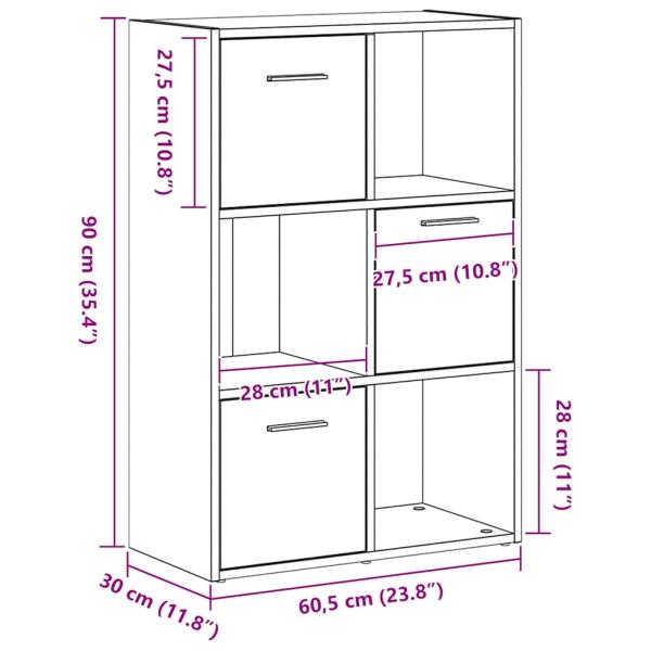 Bücherregal/Raumteiler Schwarze Eiche 60,5x30x90cm Holzwerkstoff
