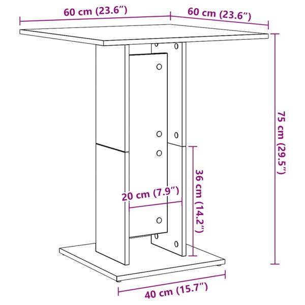 Bistrotisch Schwarze Eiche 60x60x75 cm Holzwerkstoff