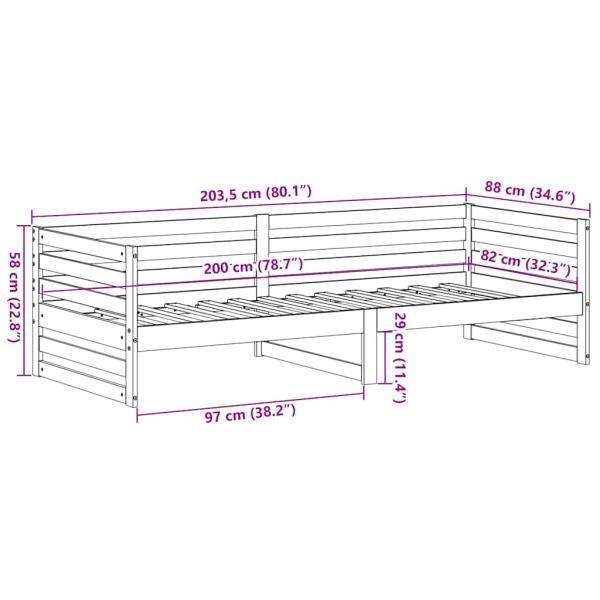 Tagesbett ohne Matratze 80x200 cm Massivholz Kiefer