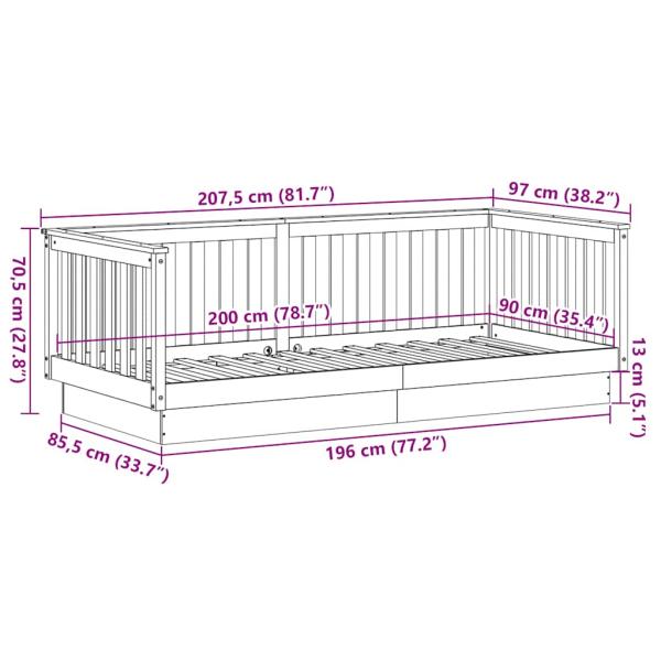Tagesbett ohne Matratze 90x200 cm Massivholz Kiefer