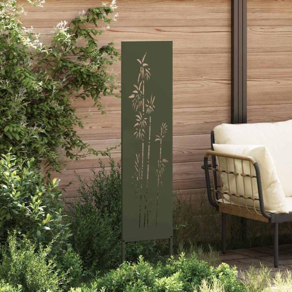 Garten Sichtschutz-Leinwand Floral Olivgrün 32 x 140 cm