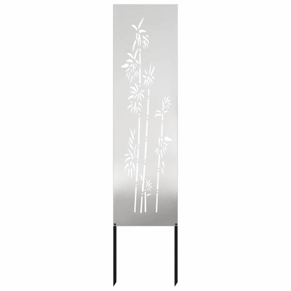 Garten Sichtschutz-Leinwand Floral Silber 32 x 140 cm Edelstahl