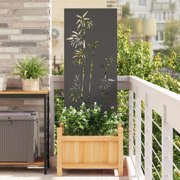 ARDEBO.de - Garten Sichtschutz-Leinwand Floral Schwarz 50 x 140 cm