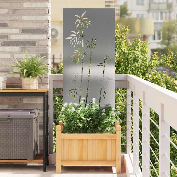 ARDEBO.de - Garten Sichtschutz-Leinwand Floral Silber 50 x 140 cm Edelstahl
