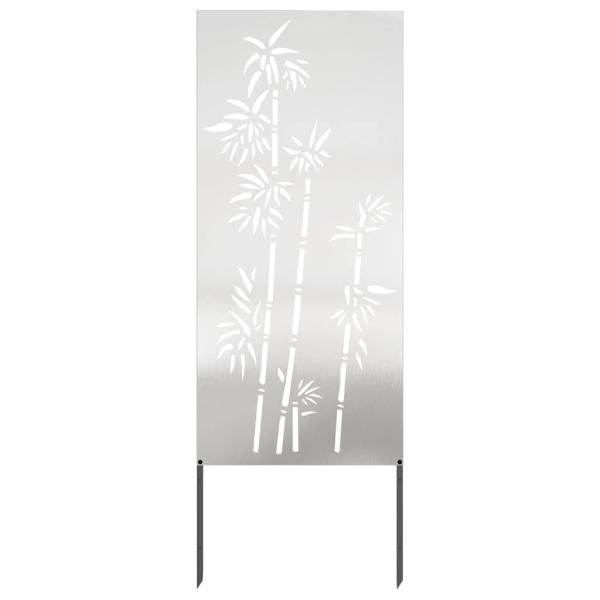 Garten Sichtschutz-Leinwand Floral Silber 50 x 140 cm Edelstahl
