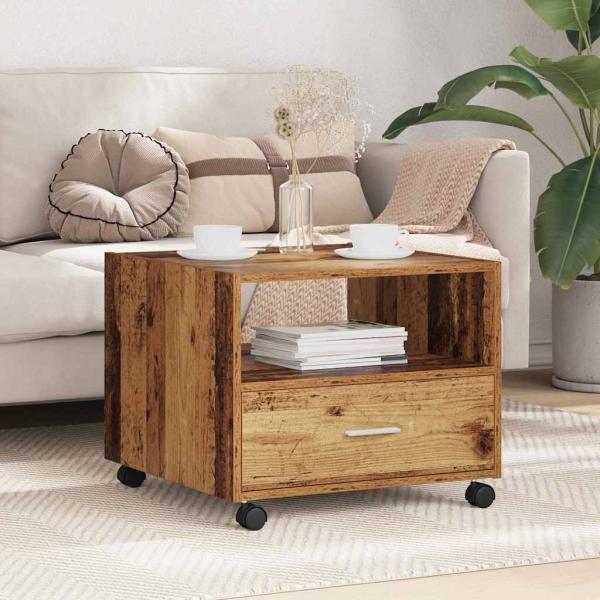 ARDEBO.de - Couchtisch with Drawer Altholz 55 x 55 x 45 cm Holzwerkstoff