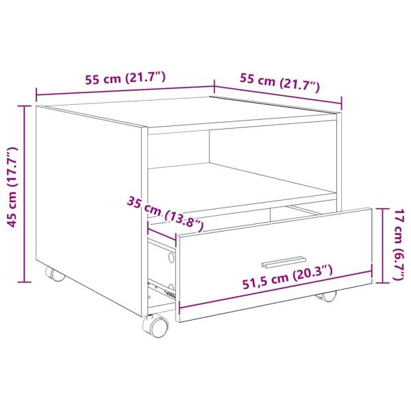 Couchtisch with Drawer Altholz 55 x 55 x 45 cm Holzwerkstoff
