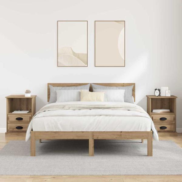 Nachttisch 2 pcs Eiche handwerklich 43 x 36 x 60 cm