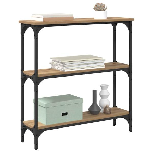 Konsolentisch mit Regal Eiche handwerklich 75 x 22,5 x 75 cm