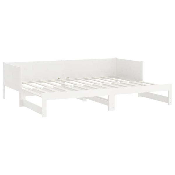 Ausziehbares Tagesbett Weiß Massivholz Kiefer 2x(80x200) cm