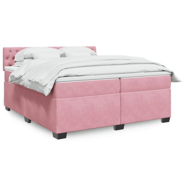 ARDEBO.de - Boxspringbett mit Matratze Rosa 200x200 cm Samt