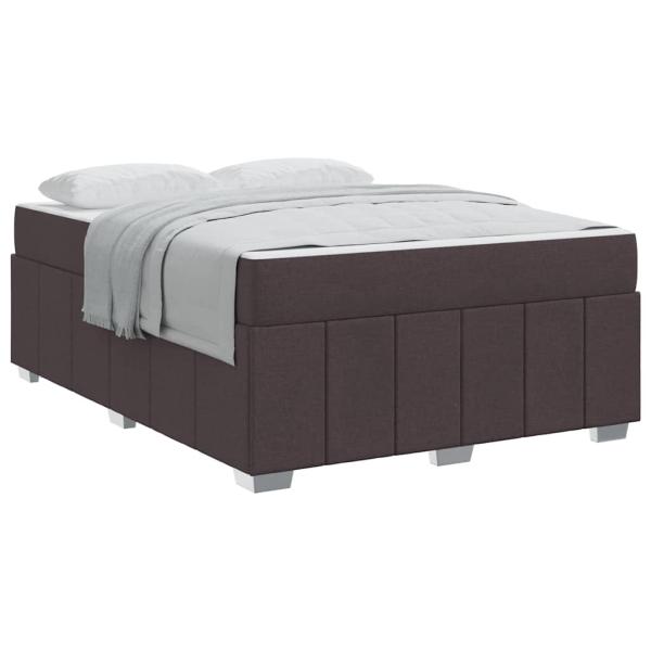 Bettgestell mit Matratze Dunkelbraun 160 x 200 cm Stoff