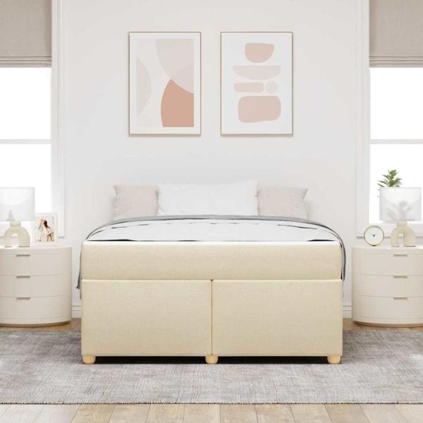 Bettgestell mit Matratze Creme 160 x 200 cm Stoff