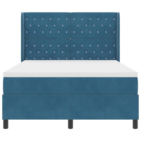 Boxspringbett mit Kopfteil Blau 140 x 200 cm Samt