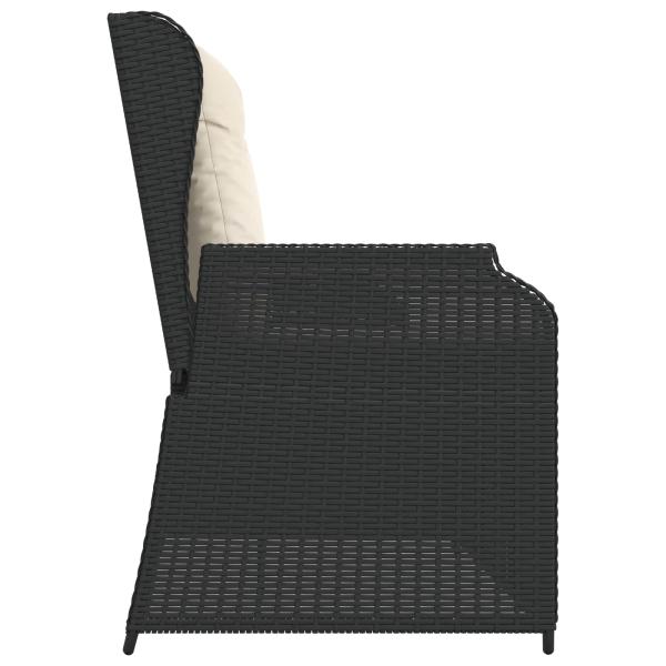 Gartenbank mit Kissen Schwarz Poly Rattan