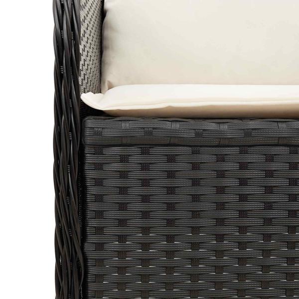 Gartenbank mit Kissen Schwarz Poly Rattan