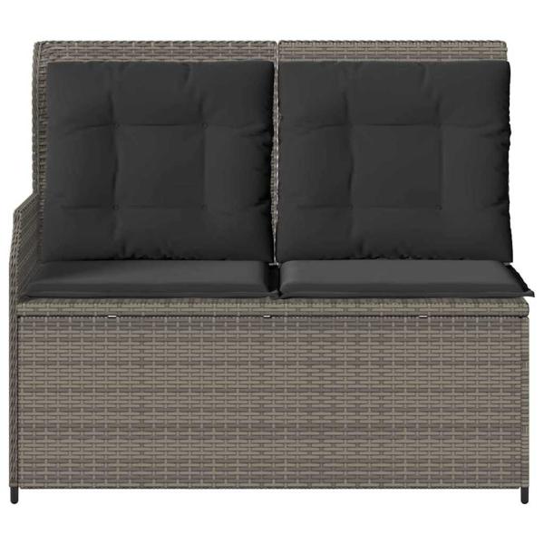 Gartenbank mit Kissen Grau Poly Rattan