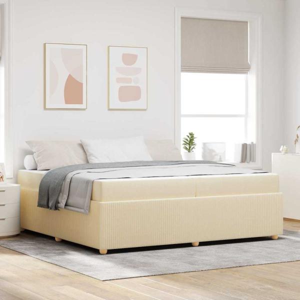 ARDEBO.de - Bettgestell mit Matratze mit Matratze Creme 200 x 200 cm Stoff