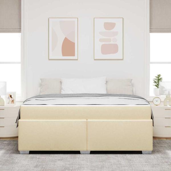 Bettgestell Creme 180 x 200 cm Stoff