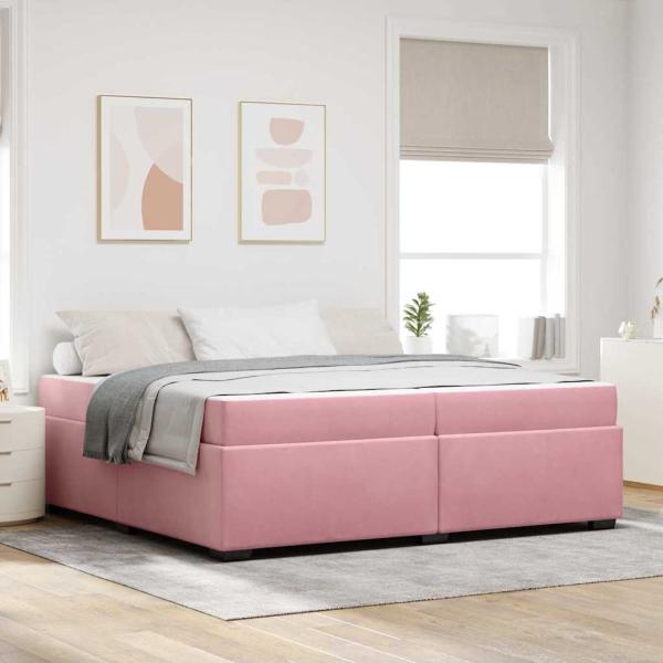 ARDEBO.de - Bettgestell mit Matratze Rosa 200 x 200 cm Samt