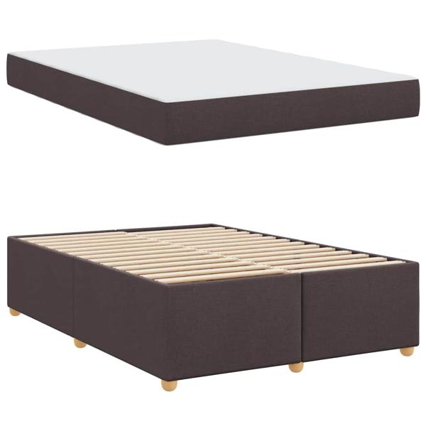 Bettgestell mit Matratze Dunkelbraun 140 x 200 cm Stoff