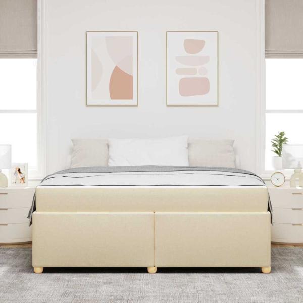 Bettgestell mit Matratze Creme 180 x 200 cm Stoff