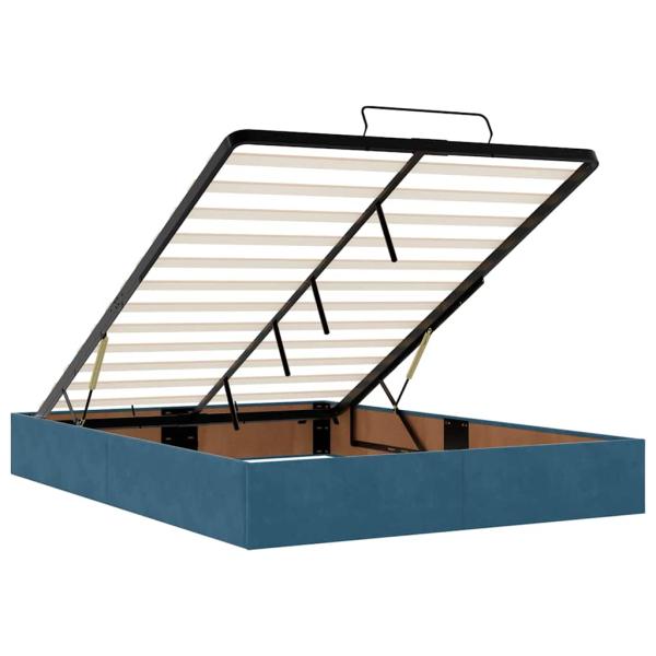 Bettgestell mit Matratze mit Speicher Blau 140 x 190 cm Samt