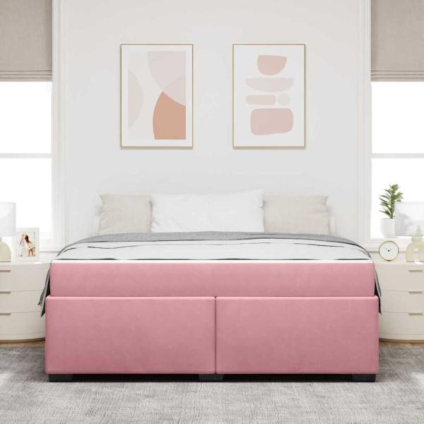 Bettgestell mit Matratze Rosa 180 x 200 cm Samt