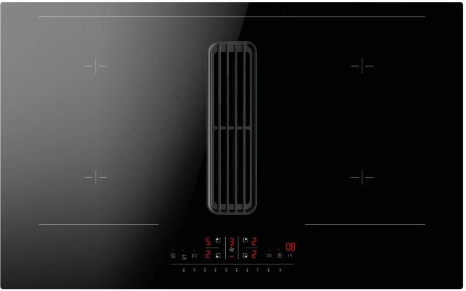 ARDEBO.de Amica DHKI 752 800 C Induktionskochfeld mit Dunstabzug, 83 cm breit, 362 m³/h, TouchControl, Kindersicherung, Facettenschliff Rahmenlos