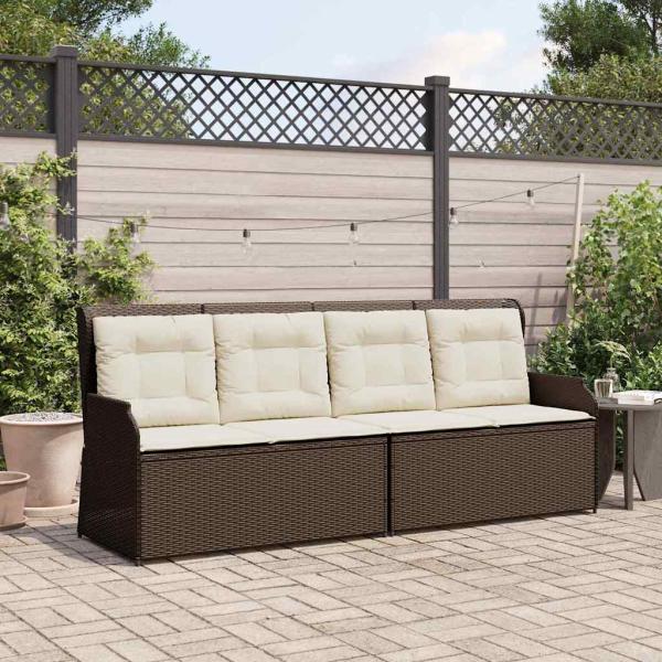 ARDEBO.de - Gartenbank mit Kissen Braun Poly Rattan