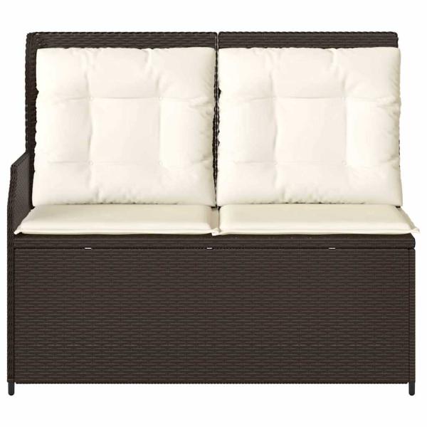 Gartenbank mit Kissen Braun Poly Rattan