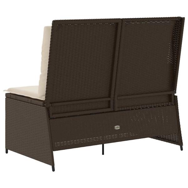 Gartenbank mit Kissen Braun Poly Rattan