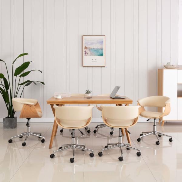 ARDEBO.de - Esszimmerstühle 6 Stk. Drehbar Creme Kunstleder