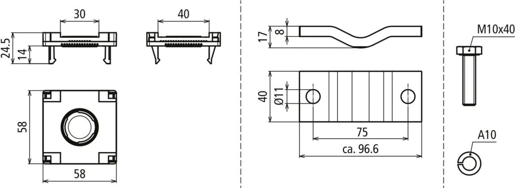 Dehn PAS EX FL Anschlussset Fl 30/40mm für PA-Schiene EX-Bereich Zone 1/21 2/22 (472499)