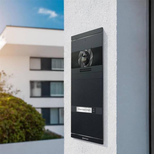 Metzler VDM10 2.0 Video Türsprechanlage Komplettset, mit HD-Kamera für 1 Familienhaus, mit austauschbarem Namensschild, LAN/POE, App, Anthrazit, V2A Edelstahl (VDM10-NEO-SET-POE-1T-AN)