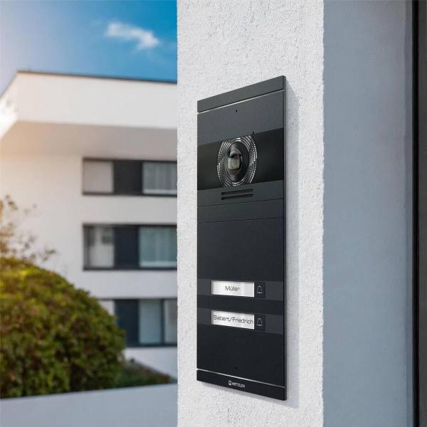 Metzler VDM10 2.0 Video Türsprechanlage Komplettset, mit HD-Kamera für 2 Familienhaus, mit austauschbarem Namensschild, LAN/POE, App, Anthrazit, V2A Edelstahl (VDM10-NEO-SET-POE-2T-AN)