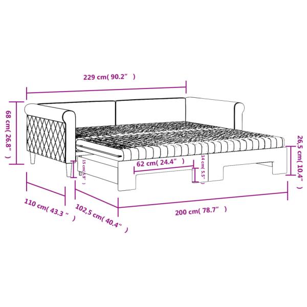 Tagesbett Ausziehbar mit Matratzen Gelb 100x200 cm Samt