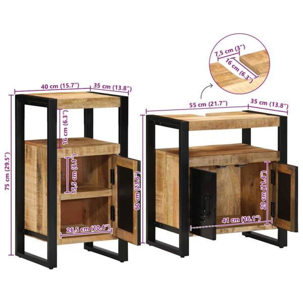 Badezimmermöbel Set 2 pcs Braun Massives, grobes Mangoholz
