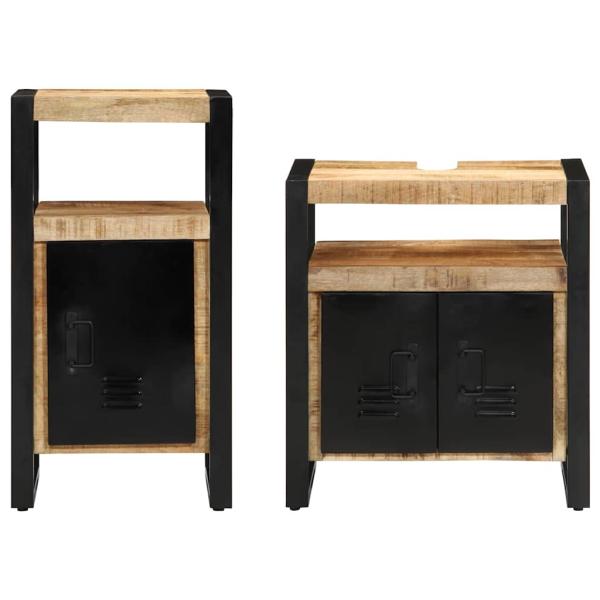 Badezimmermöbel Set 2 pcs Braun Massives, grobes Mangoholz