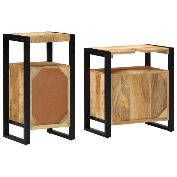 Badezimmermöbel Set 2 pcs Braun Massives, grobes Mangoholz