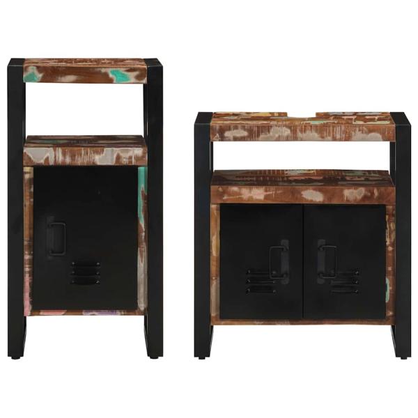 Badezimmermöbel Set mit Tür 2 pcs Braun recyceltes Massivholz